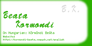 beata kormondi business card